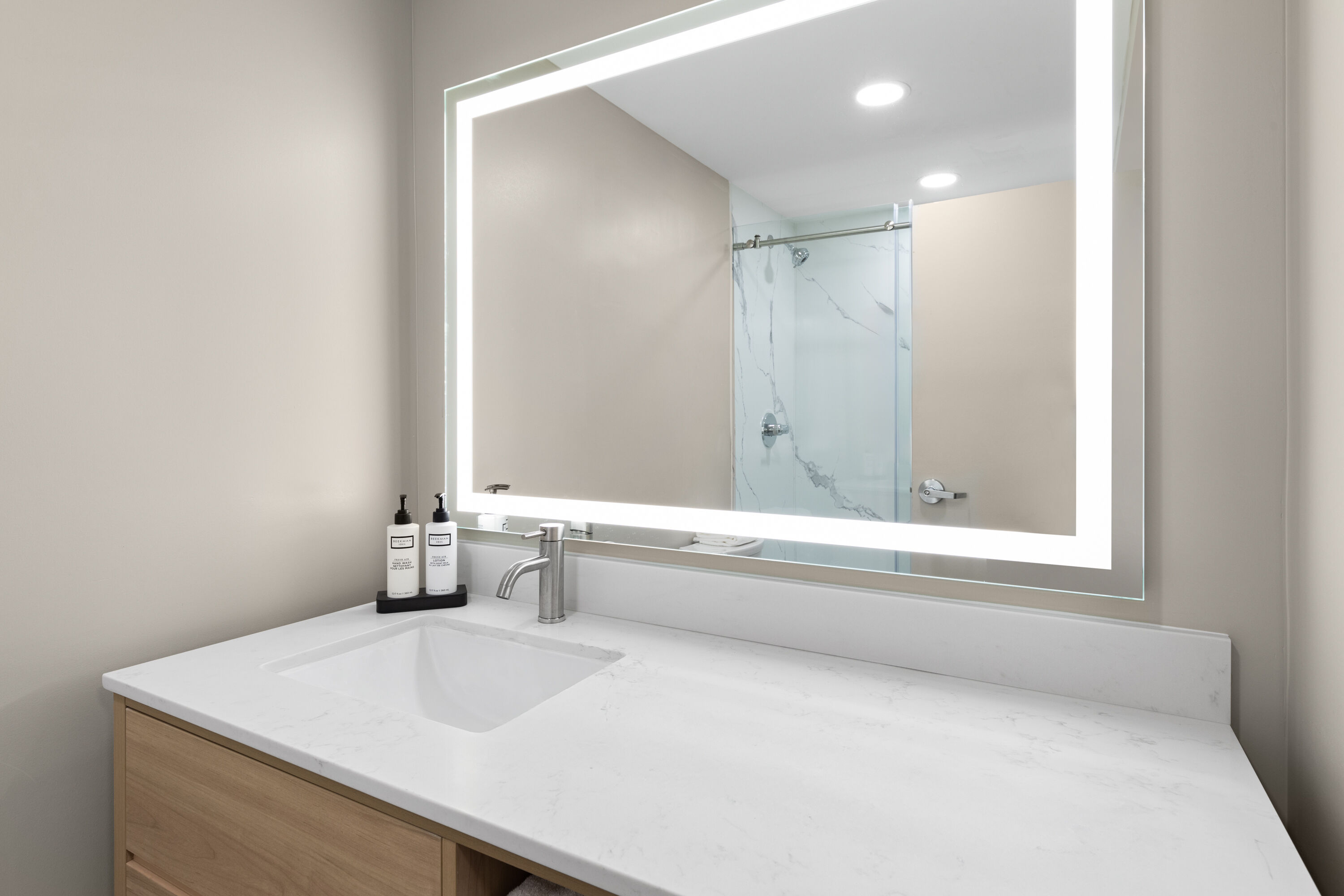 Guest room bath at the Wyndham Garden Louisville KY in Louisville, Kentucky