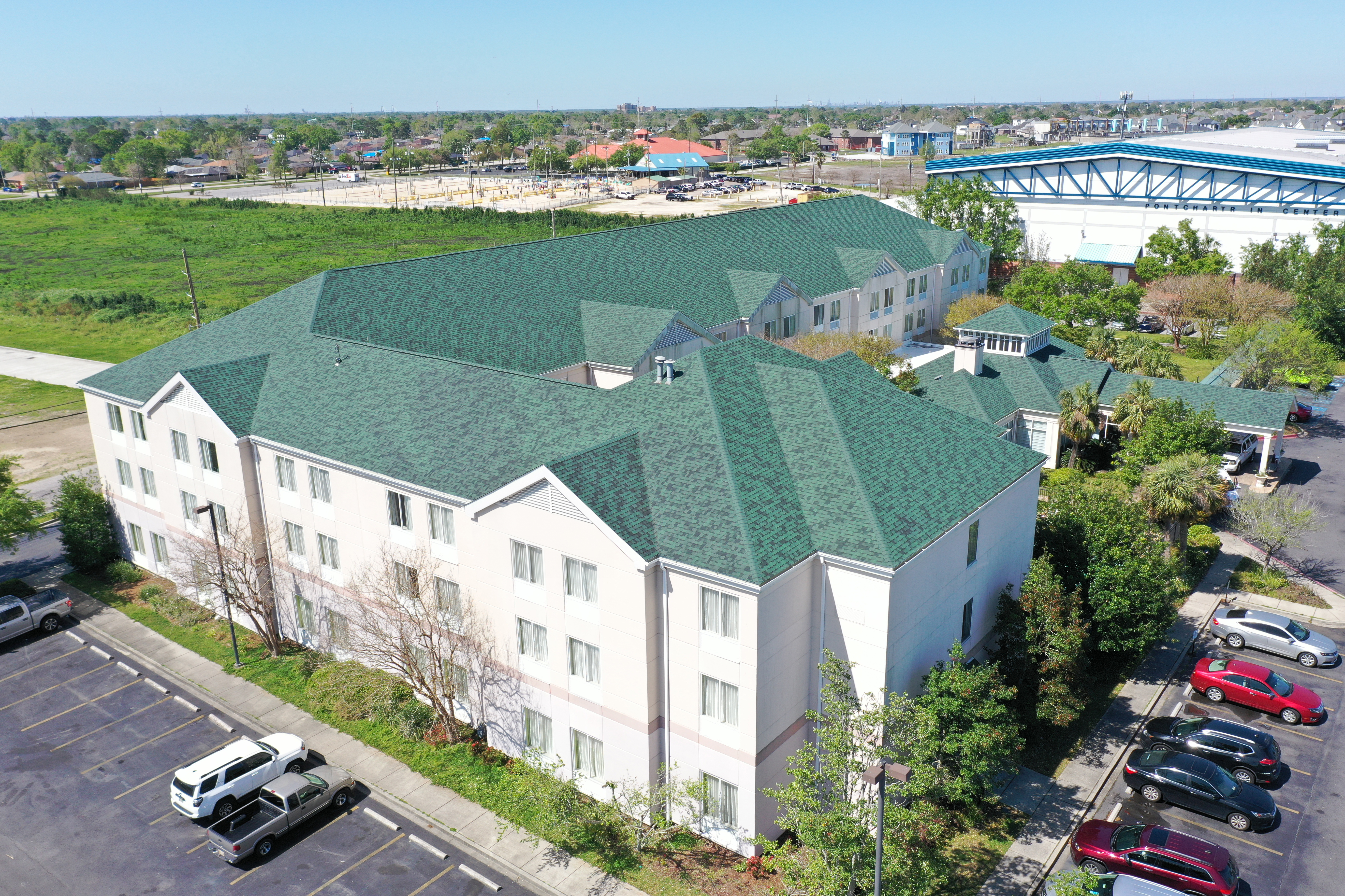Exterior of Wyndham Garden New Orleans Airport hotel in Kenner, Louisiana