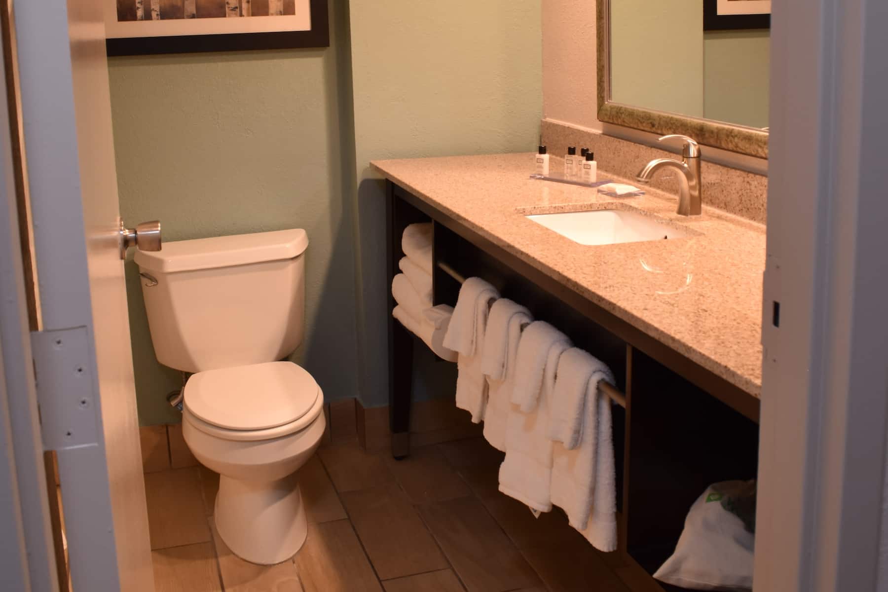 Guest room bath at the Wyndham Garden Ann Arbor in Ann Arbor, Michigan