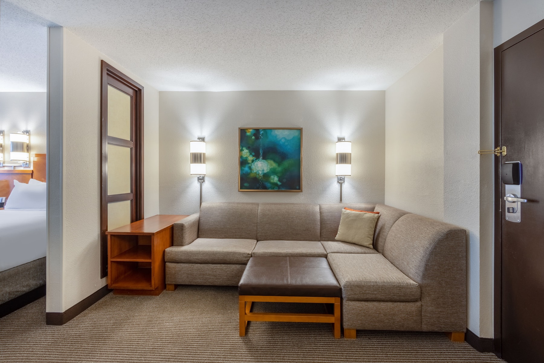 Guest room at the Wyndham Garden Kansas City Airport in Kansas City, Missouri