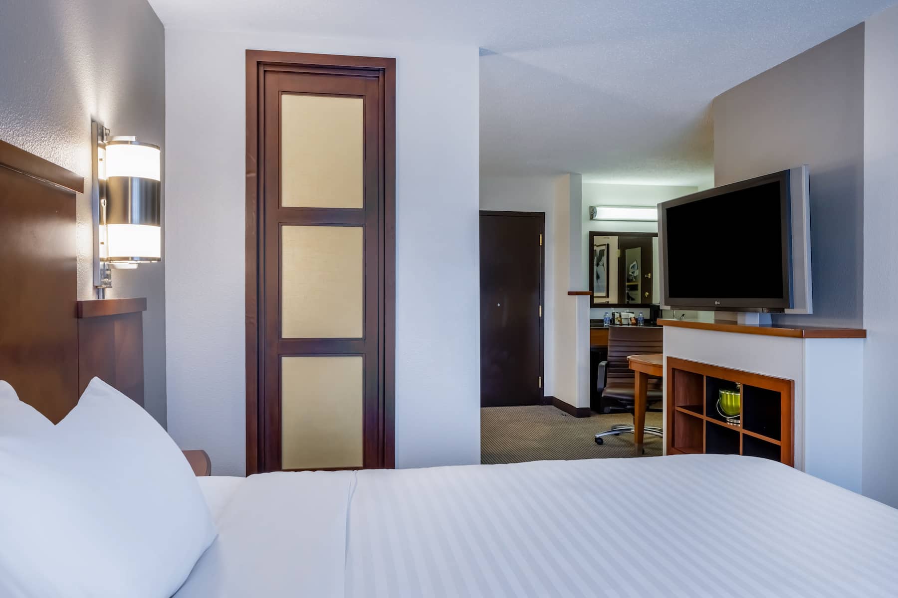 Guest room at the Wyndham Garden Kansas City Airport in Kansas City, Missouri