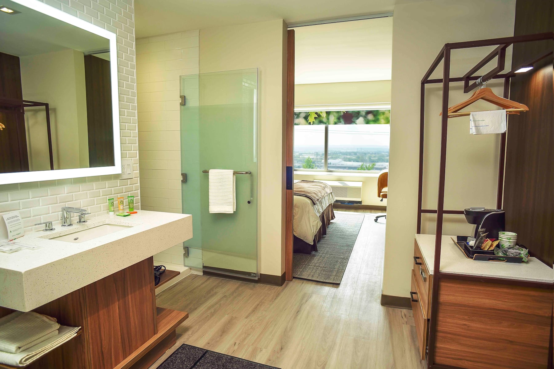 Guest room bath at the Wyndham Garden North Bergen Near Secaucus in North Bergen, New Jersey