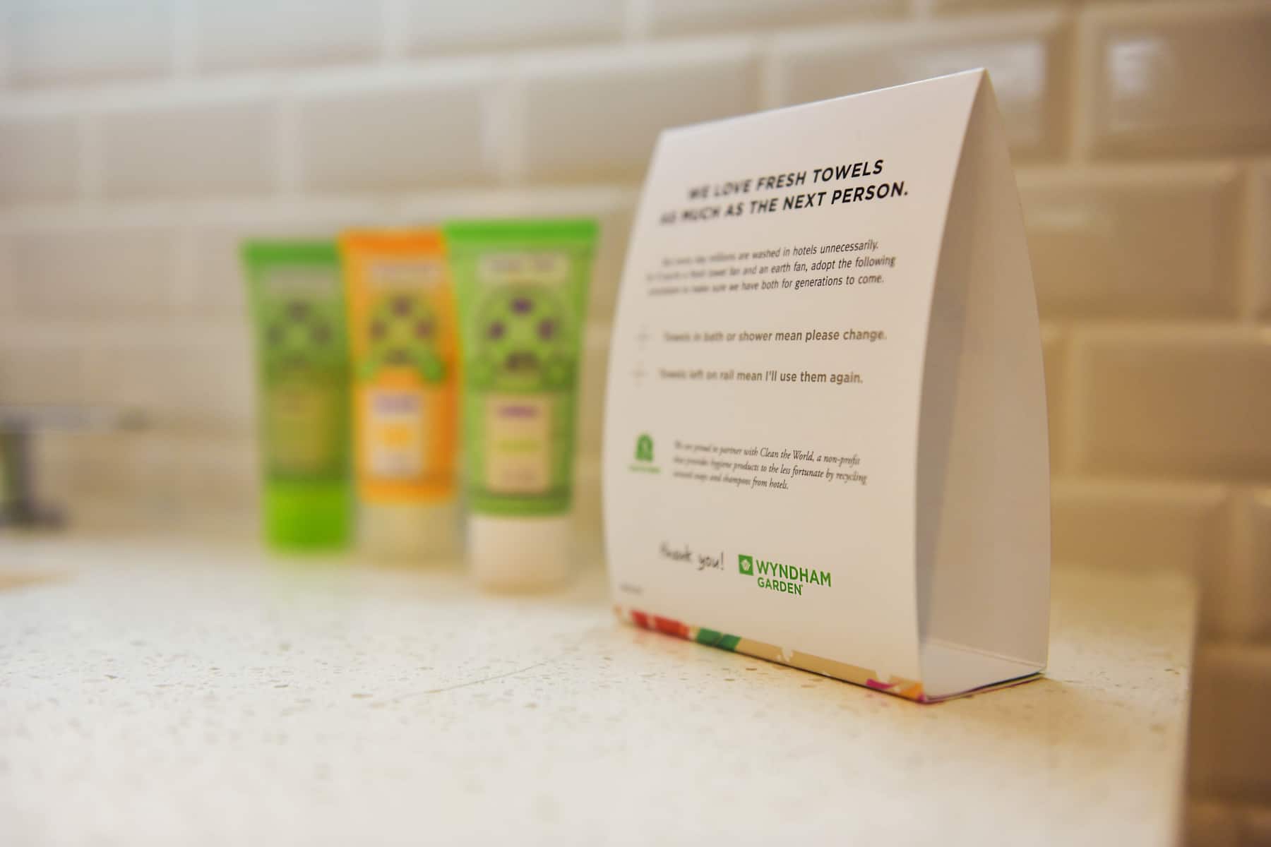 Guest room bath at the Wyndham Garden North Bergen Near Secaucus in North Bergen, New Jersey