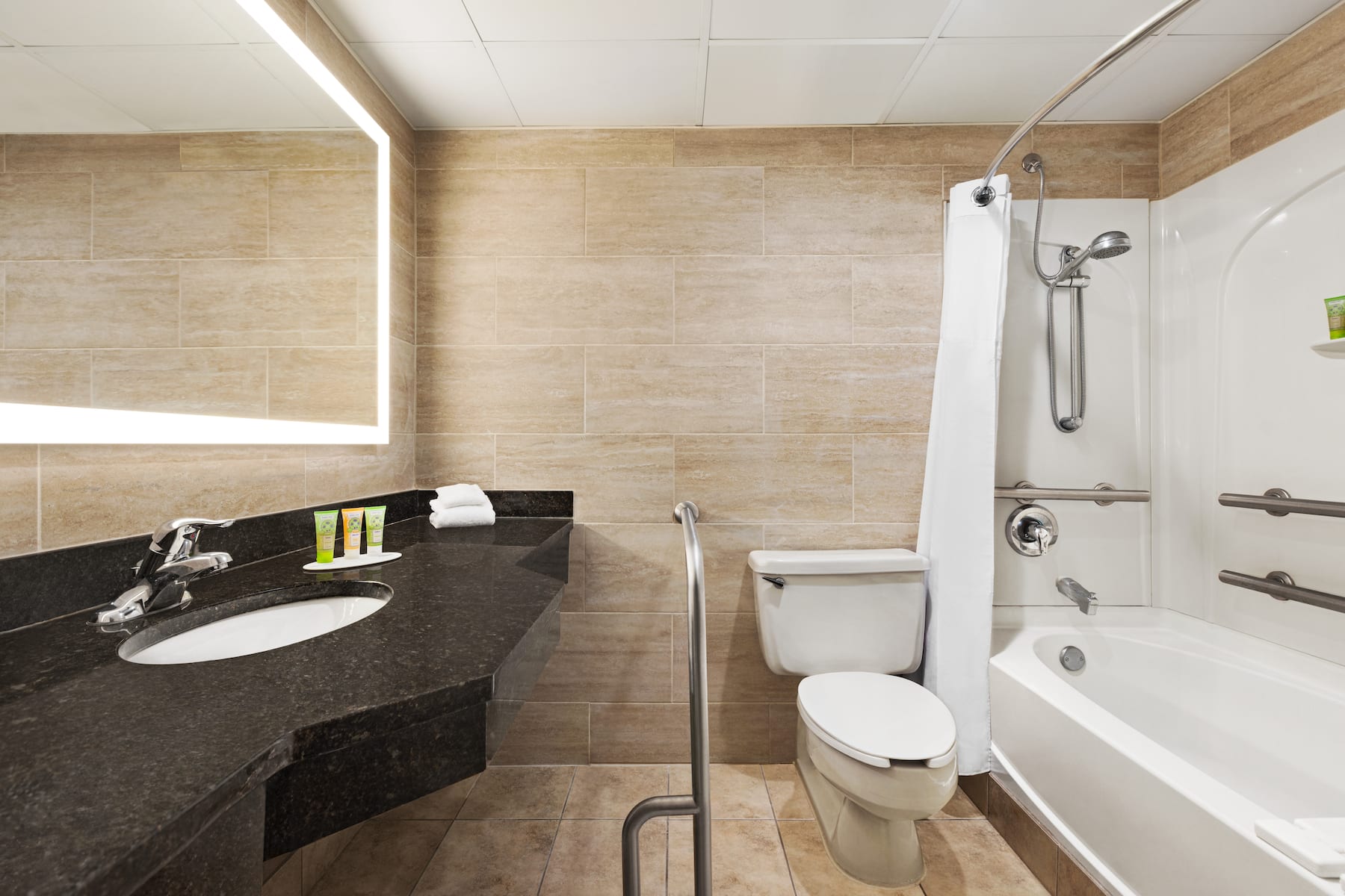 Guest room bath at the Wyndham Garden Totowa in Totowa, New Jersey