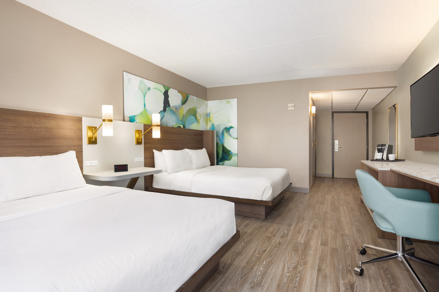 Guest room at the Wyndham Garden Totowa in Totowa, New Jersey