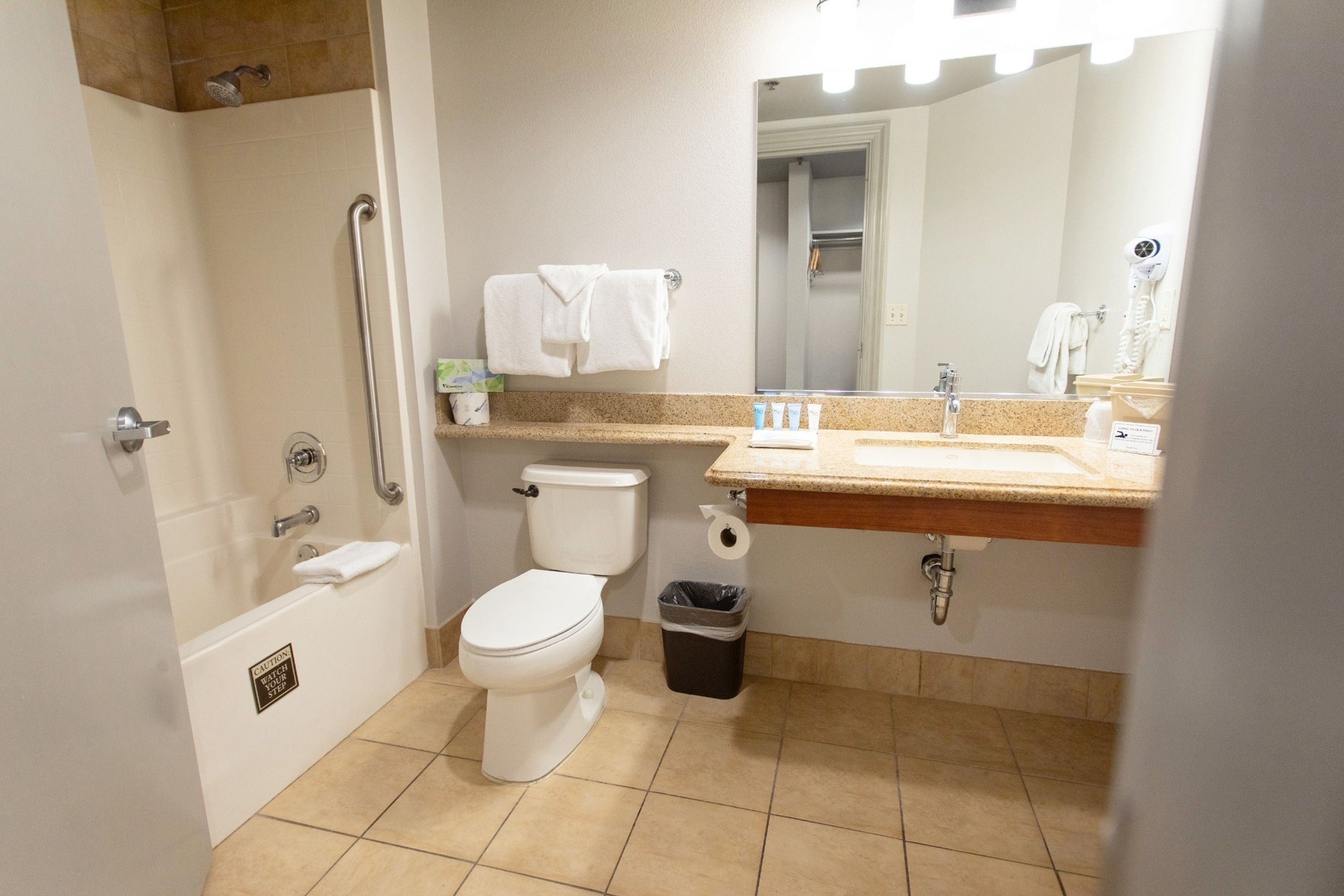 Guest room bath at the Silver Sevens Hotel and Casino, a Wyndham Garden in Las Vegas, Nevada