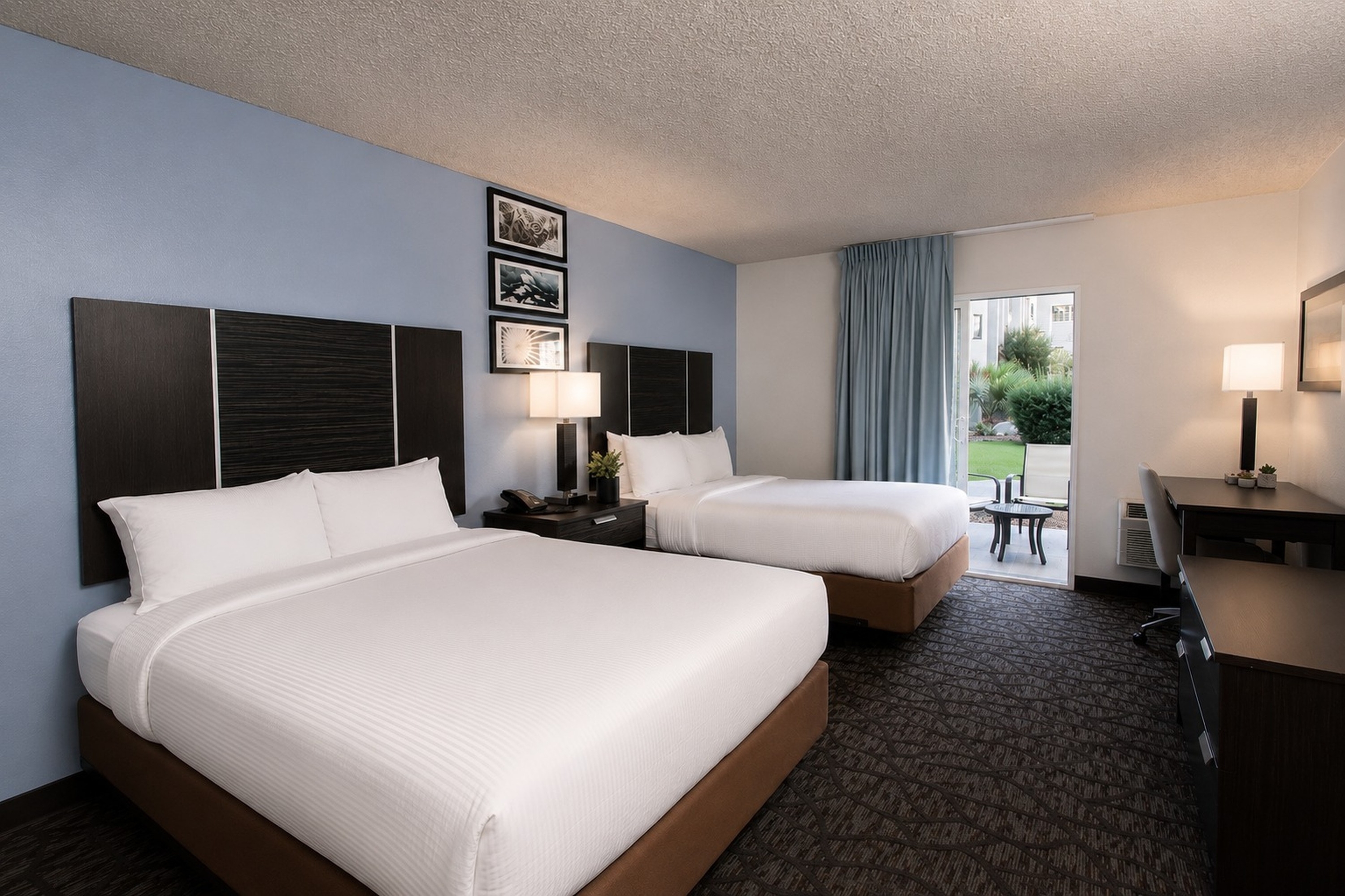 Guest room at the Silver Sevens Hotel and Casino, a Wyndham Garden in Las Vegas, Nevada