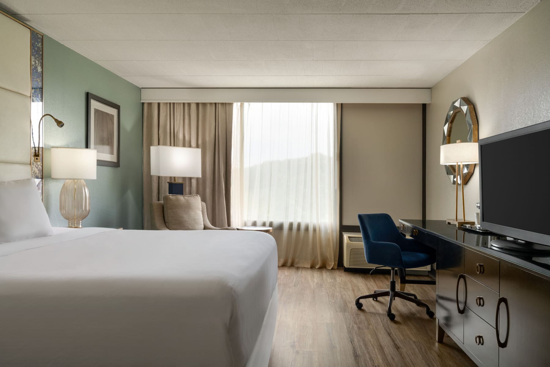 Guest room at the Wyndham Garden Pittsburgh Airport in Pittsburgh, Pennsylvania