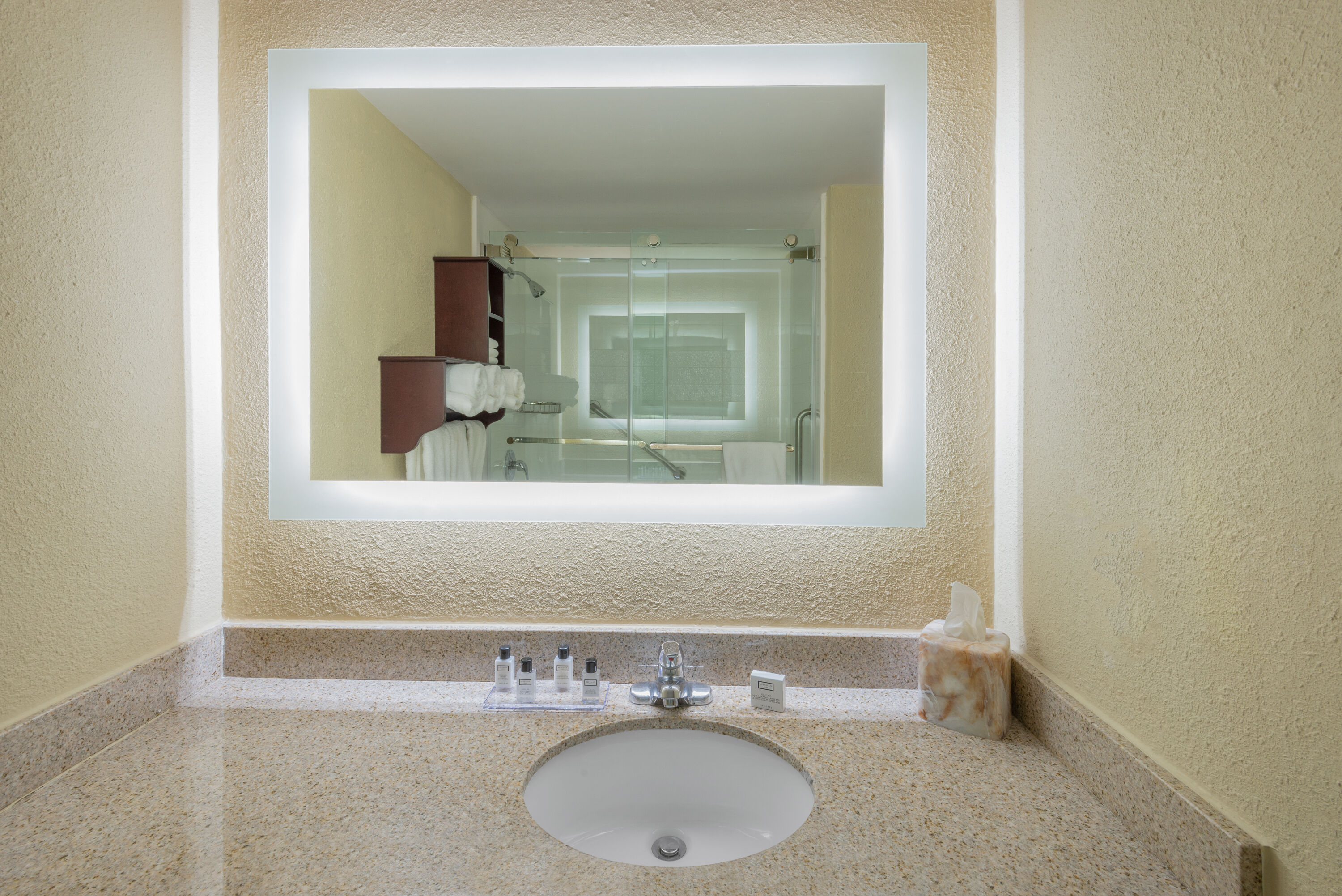Guest room bath at the Wyndham Garden York in York, Pennsylvania