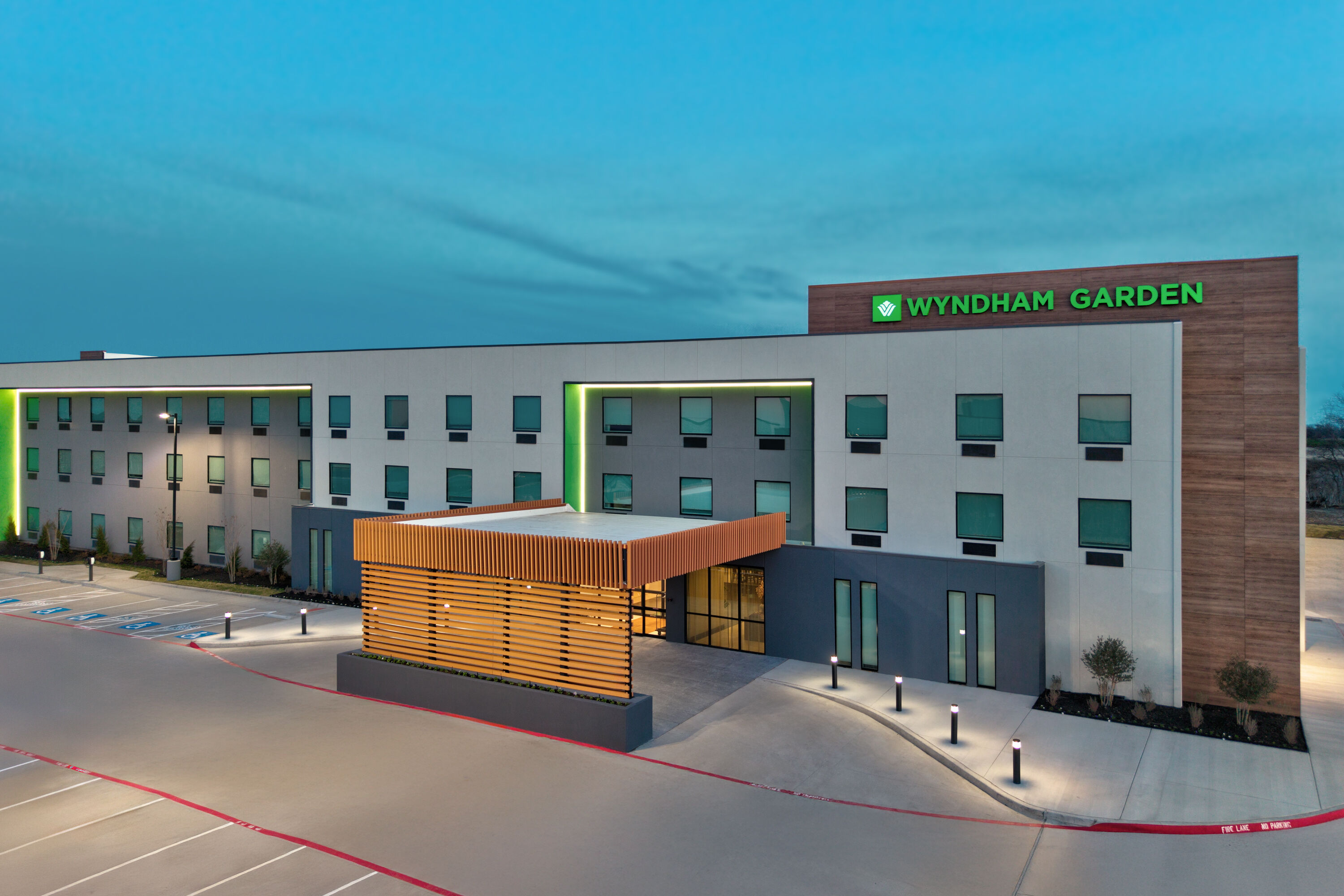 Exterior Dusk Image of Wyndham Garden Anna hotel in Anna, Texas