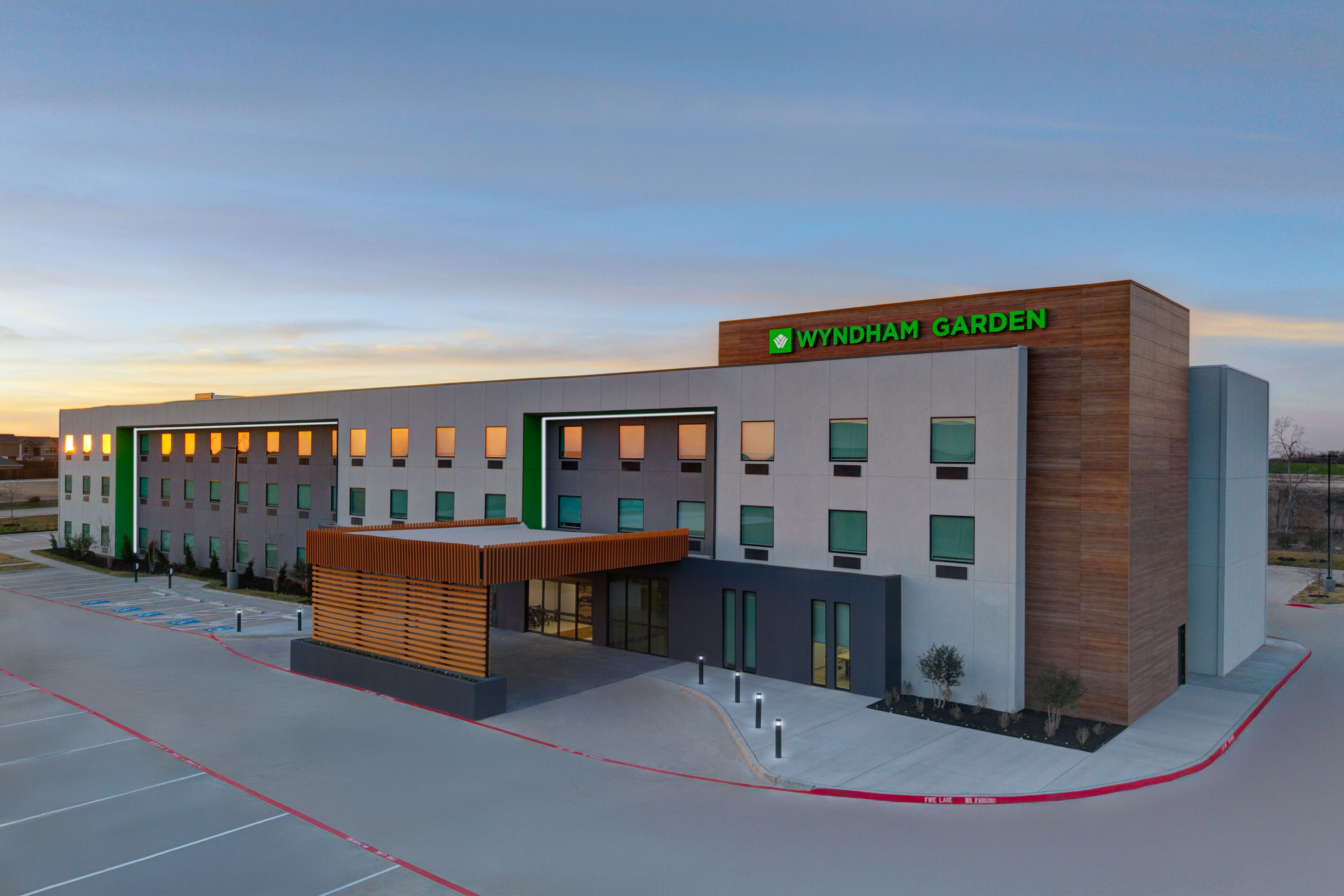 Exterior Dusk Image of Wyndham Garden Anna hotel in Anna, Texas