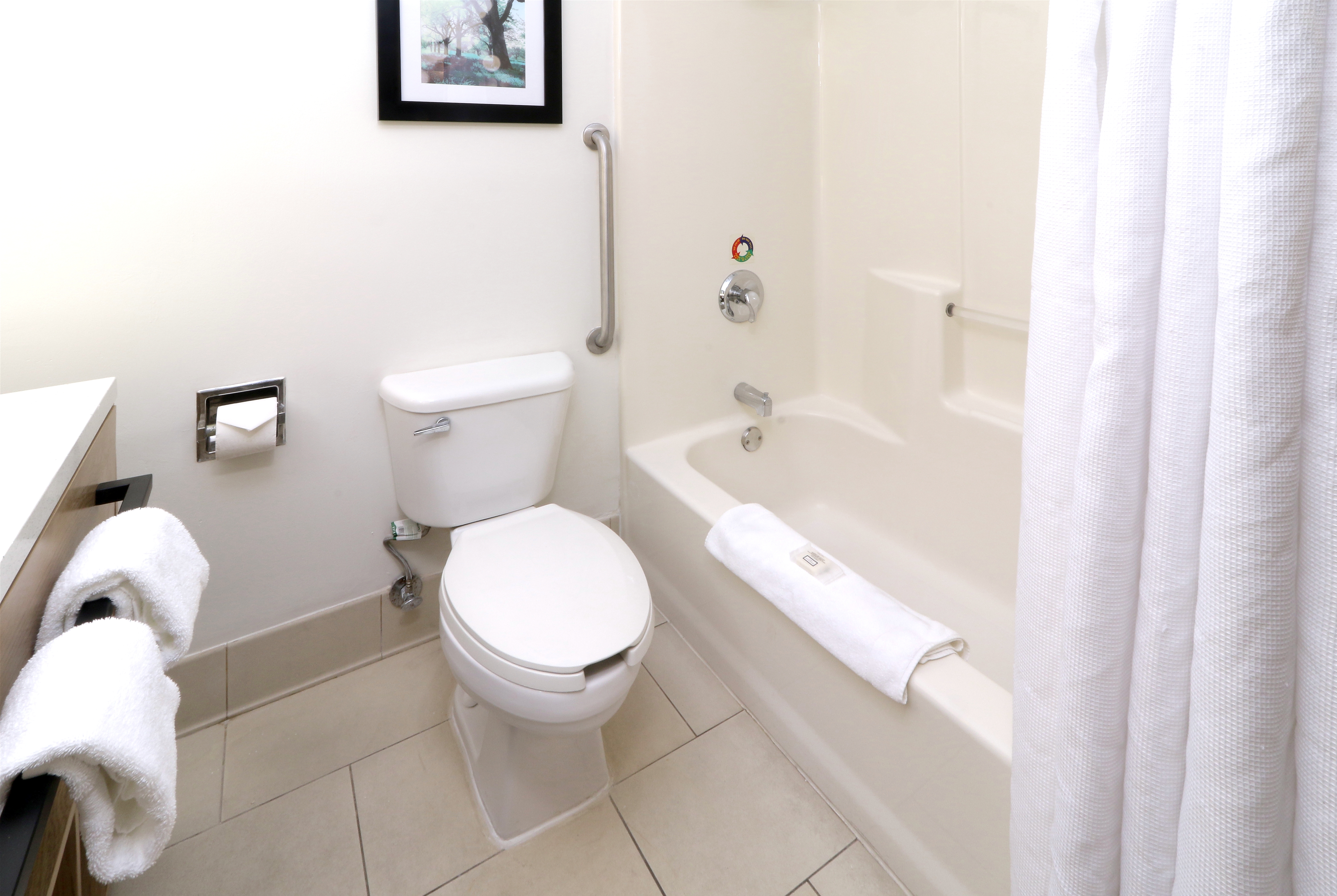 Guest room bath at the Wyndham Garden McAllen At La Plaza Mall in McAllen, Texas