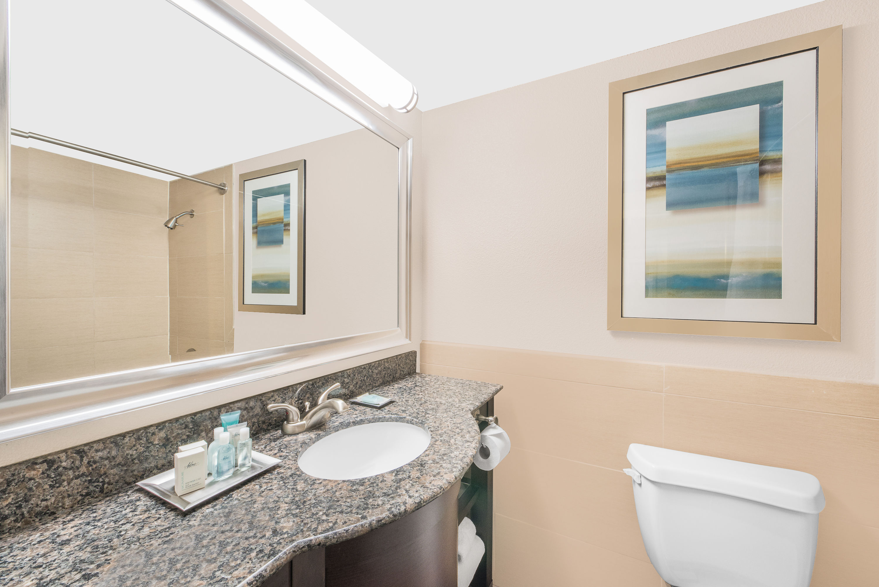 Guest room bath at the Wyndham Garden Midland in Midland, Texas