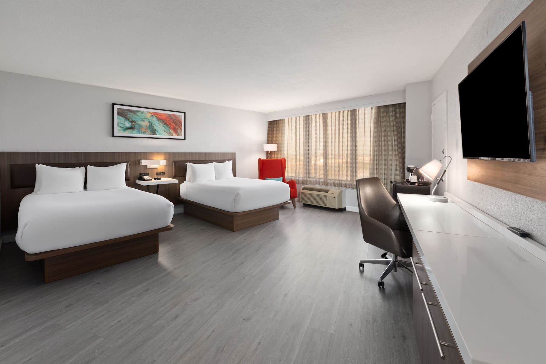 Guest room at the Wyndham Garden Norfolk Downtown in Norfolk, Virginia