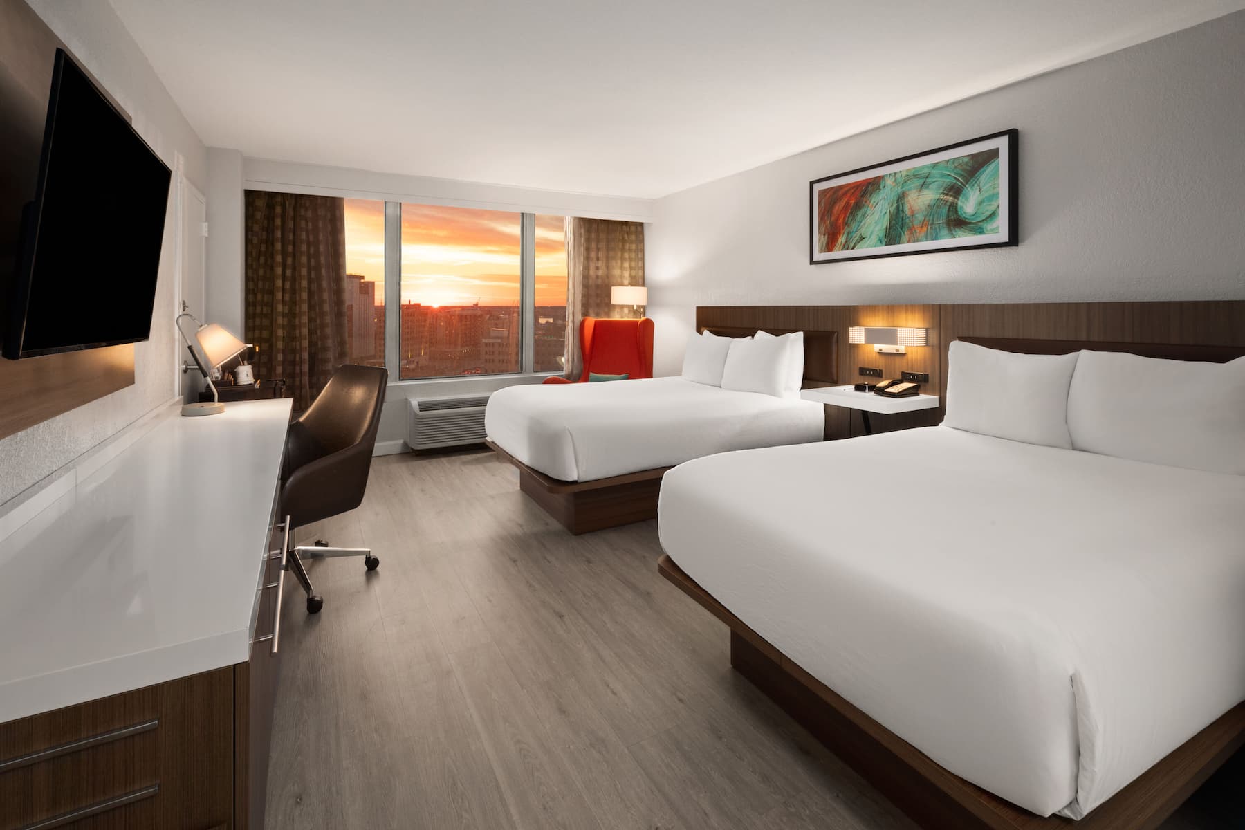 Guest room at the Wyndham Garden Norfolk Downtown in Norfolk, Virginia