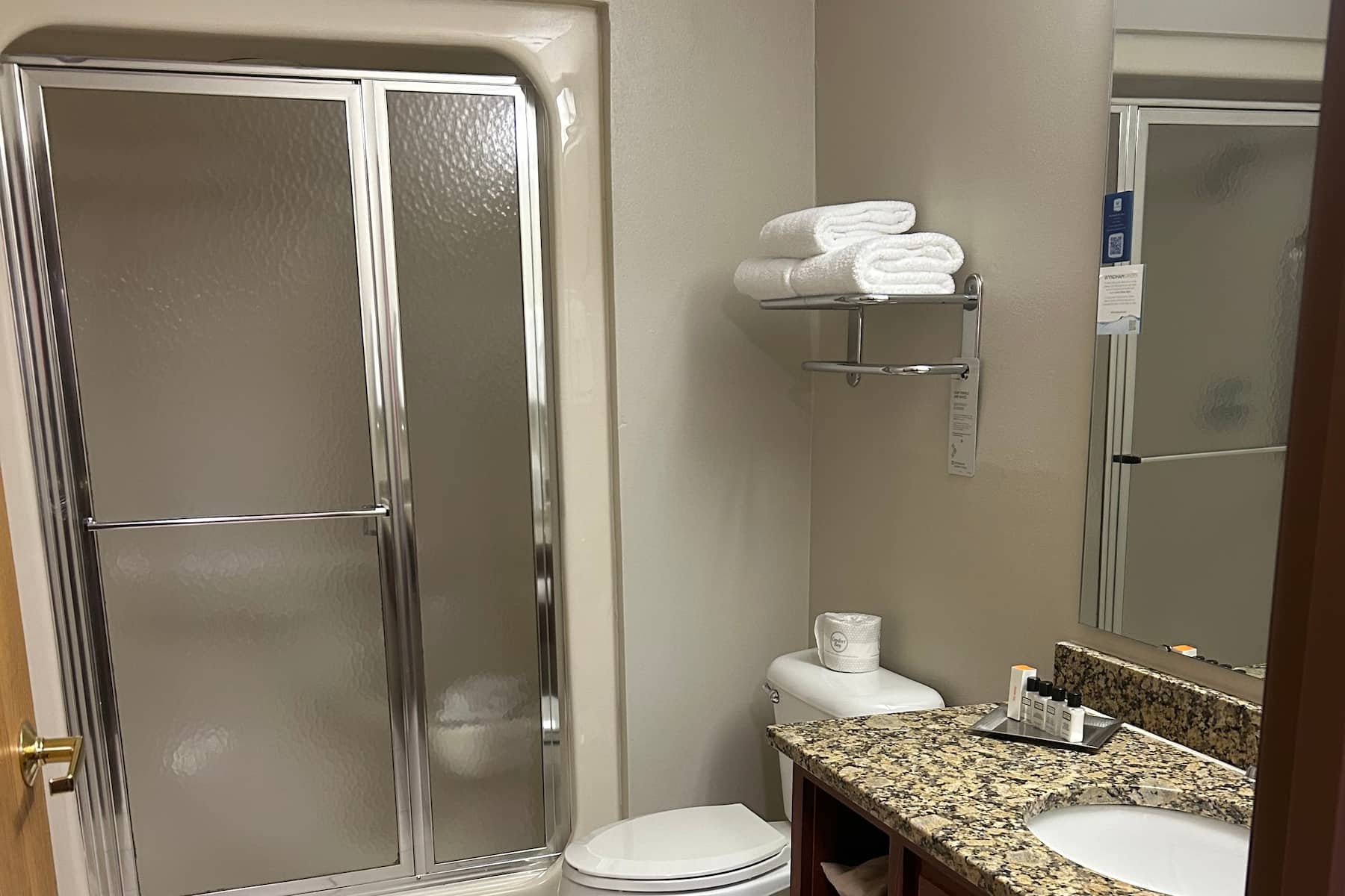 Guest room bath at the Wyndham Garden Madison Fitchburg in Fitchburg, Wisconsin