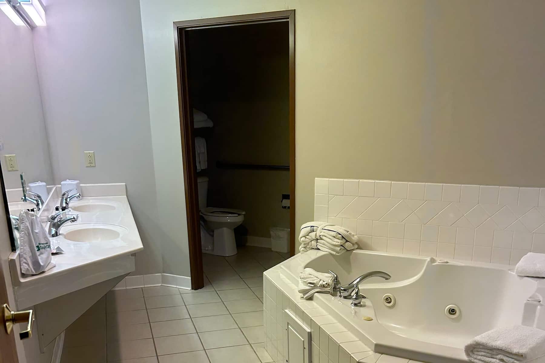 Guest room bath at the Wyndham Garden Madison Fitchburg in Fitchburg, Wisconsin