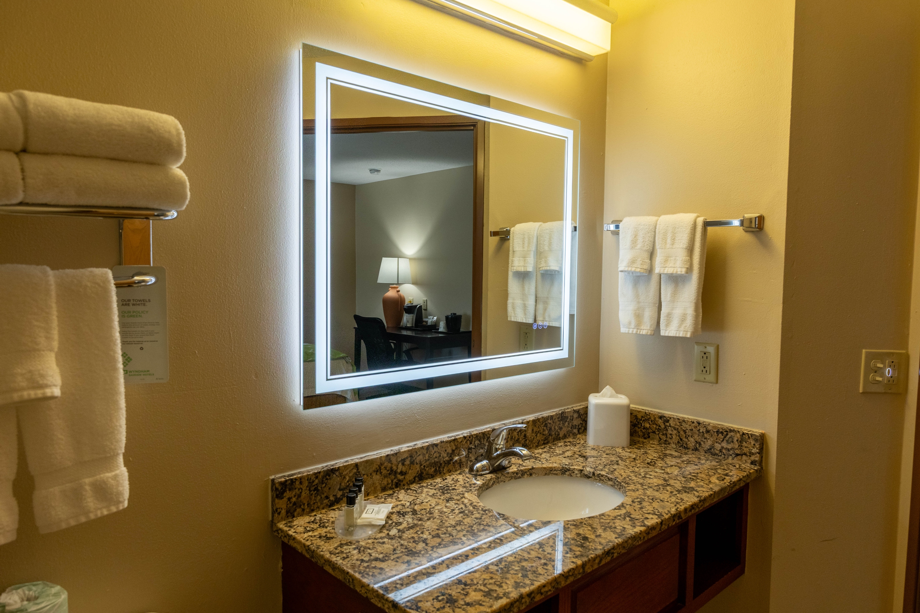 Guest room bath at the Wyndham Garden Madison Fitchburg in Fitchburg, Wisconsin