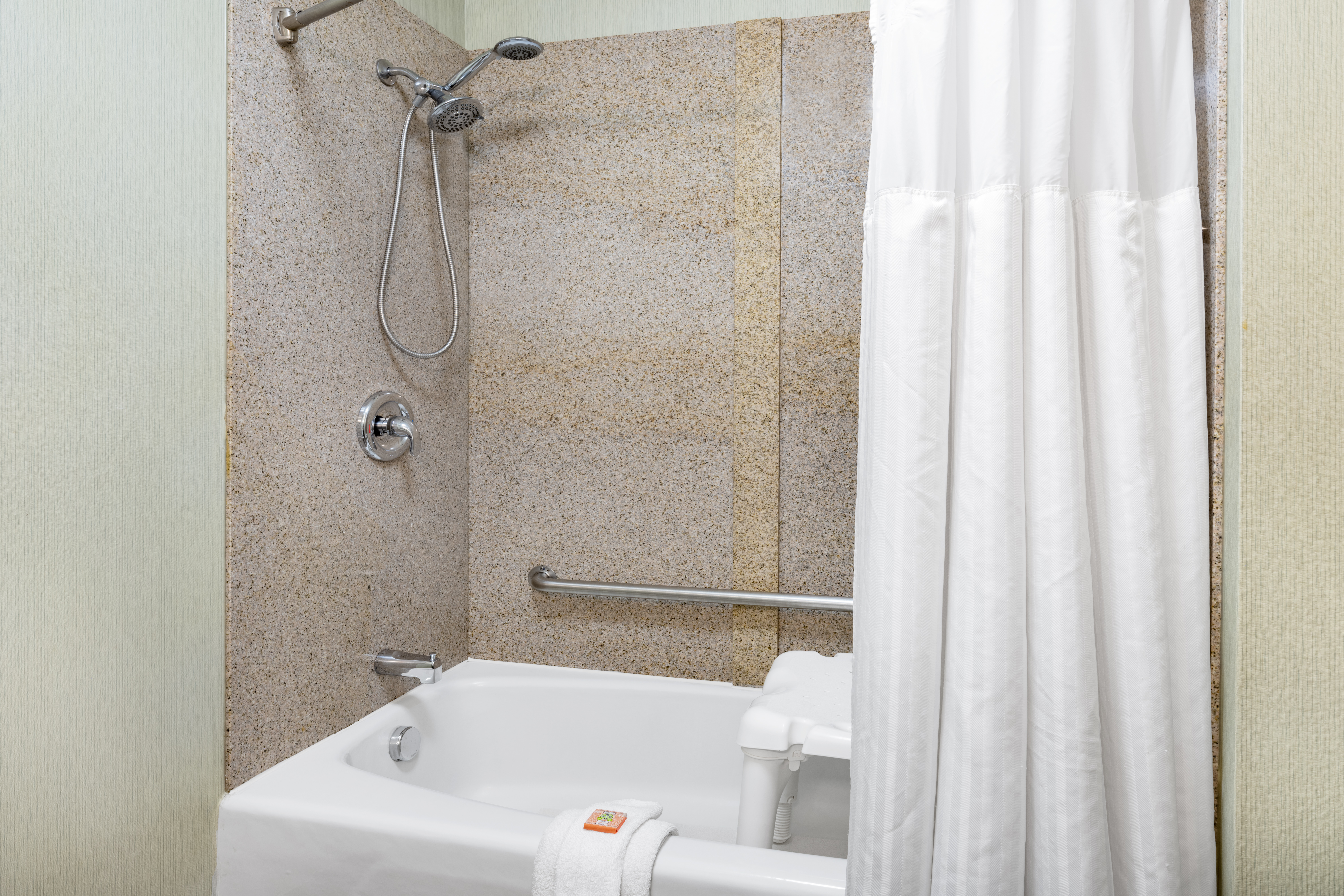 Guest room bath at the Wyndham Garden Kenosha Harborside in Kenosha, Wisconsin