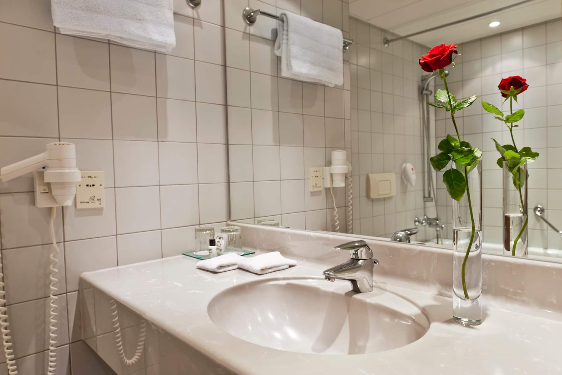 Guest room bath at the Wyndham Grand Salzburg Conference Centre in Salzburg, Other than US/Canada