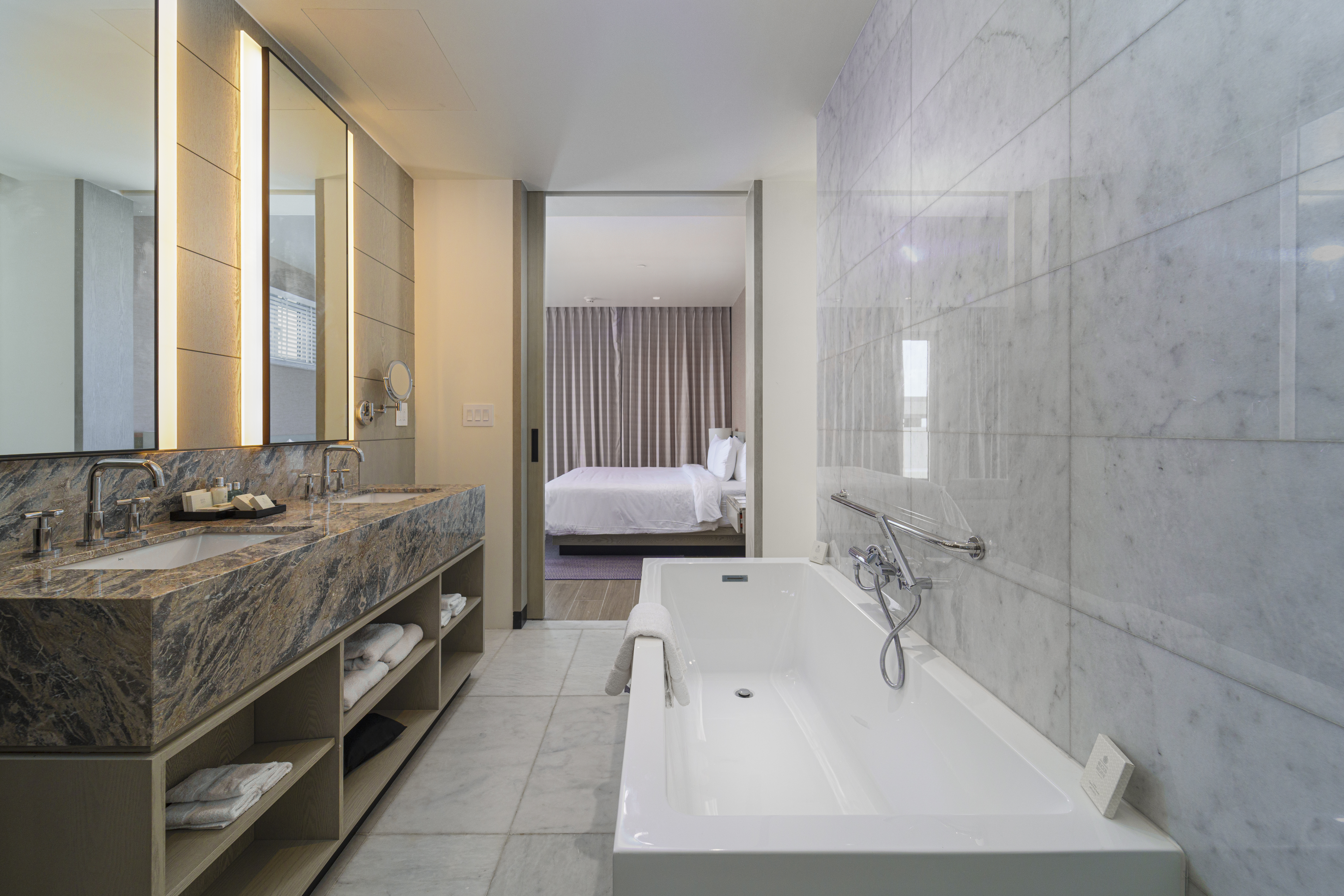 Guest room bath at the Wyndham Grand Barbados Sam Lords Castle All Inclusive Resort in Bridgetown, Other than US/Canada