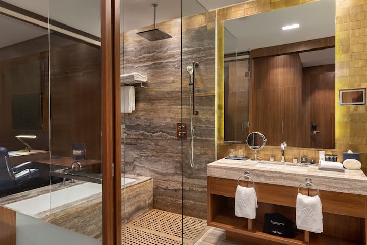 Guest room bath at the Wyndham Grand Manama in Manama, Other than US/Canada