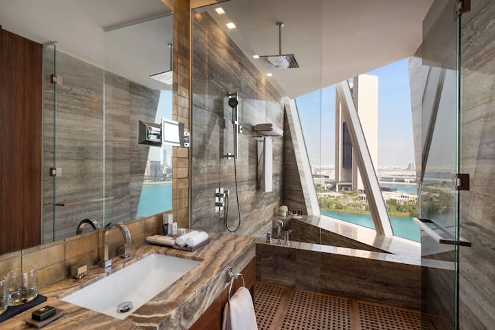 Guest room bath at the Wyndham Grand Manama in Manama, Other than US/Canada
