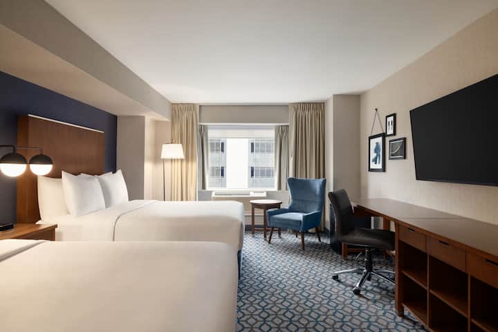 Guest room at the Wyndham Grand Fallsview Hotel in Niagara Falls, Ontario