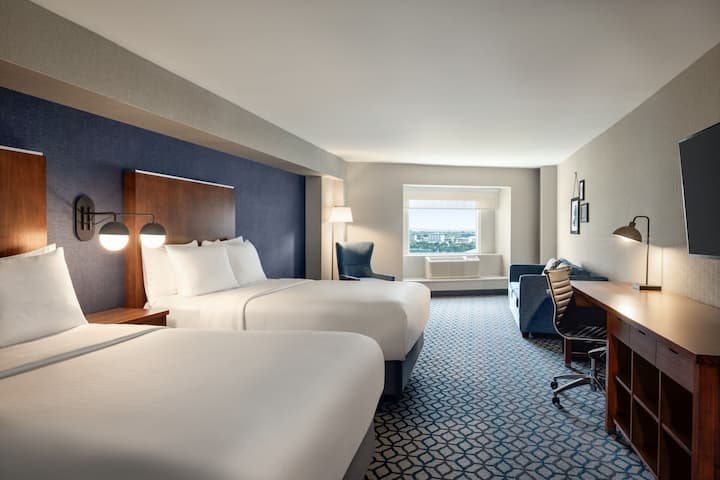 Guest room at the Wyndham Grand Fallsview Hotel in Niagara Falls, Ontario
