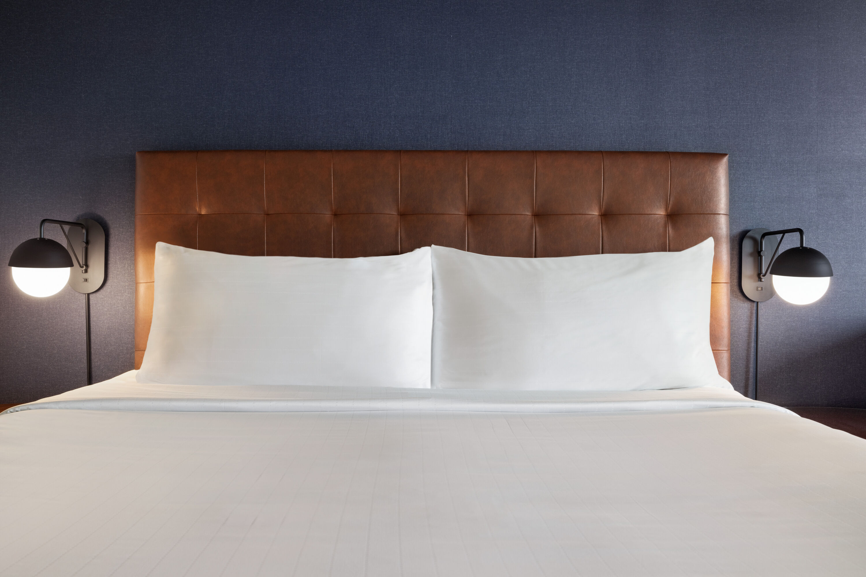 Guest room at the Wyndham Grand Fallsview Hotel in Niagara Falls, Ontario