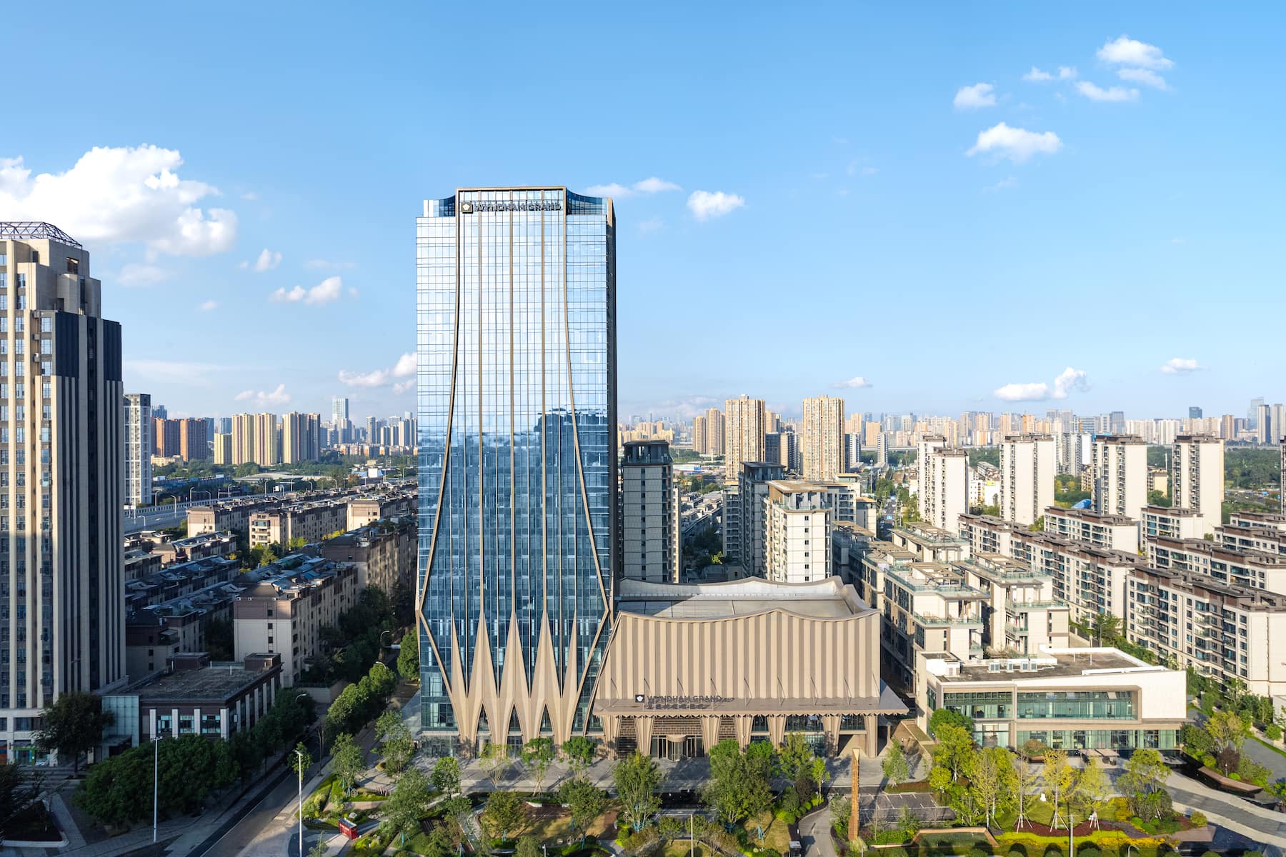 Exterior of Wyndham Grand Chengdu East hotel in Chengdu City, Other than US/Canada