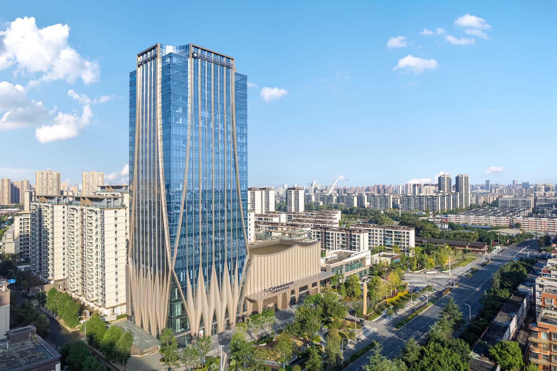 Exterior of Wyndham Grand Chengdu East hotel in Chengdu City, Other than US/Canada