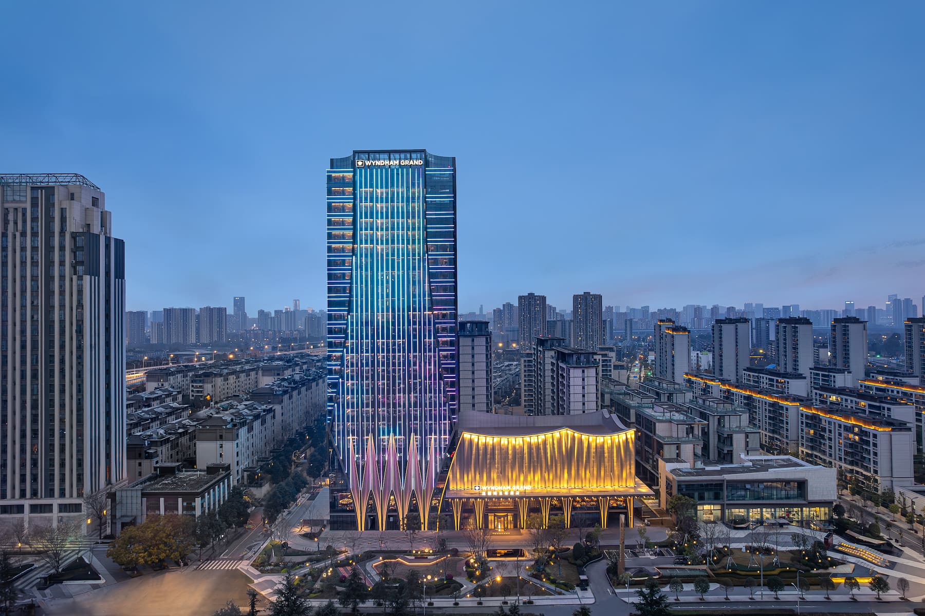 Exterior of Wyndham Grand Chengdu East hotel in Chengdu City, Other than US/Canada