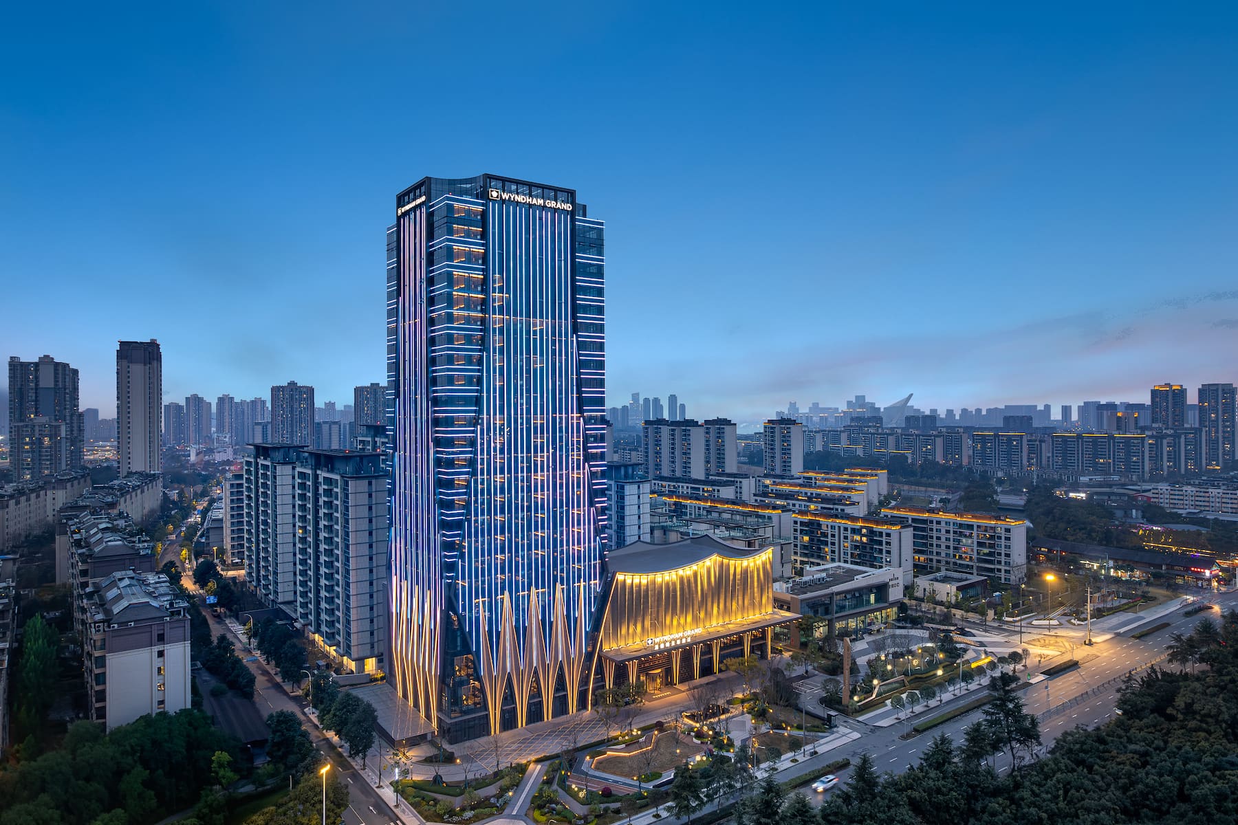 Exterior of Wyndham Grand Chengdu East hotel in Chengdu City, Other than US/Canada