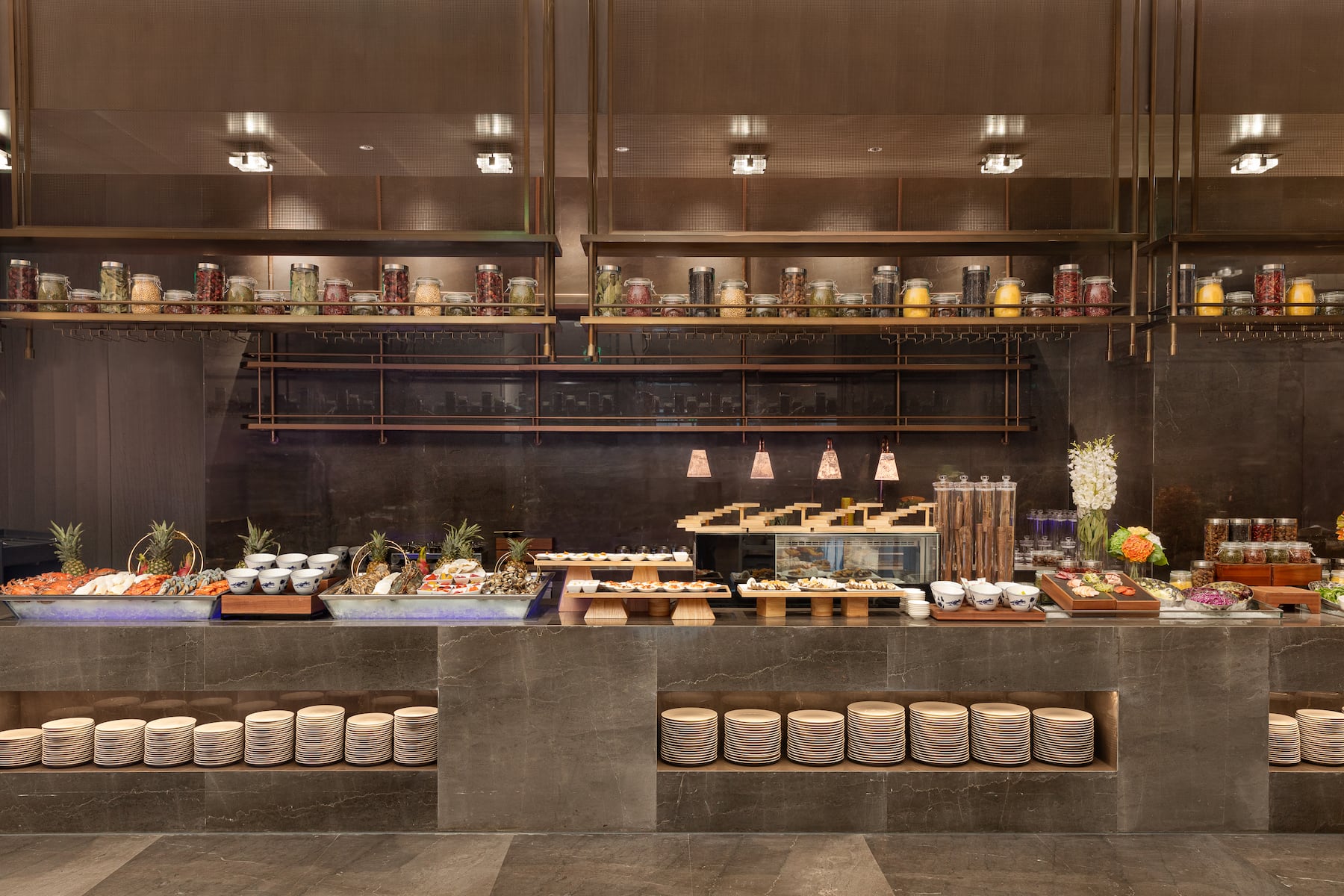 Wyndham Grand Chengdu East restaurant breakfast area close up in Chengdu City, Other than US/Canada