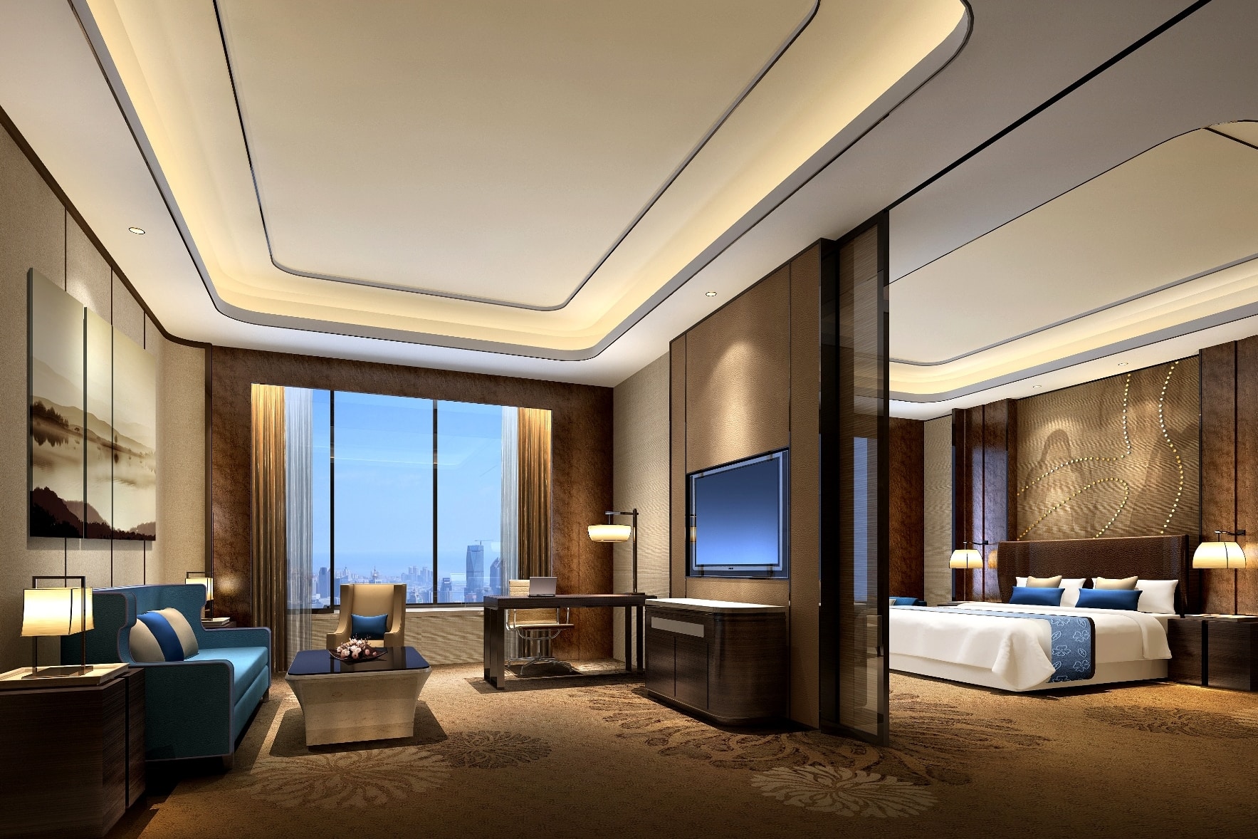 Guest room at the Wyndham Grand Plaza Royale Huayu Chongqing in Chongqing, Other than US/Canada