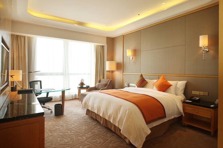 Guest room at the Wyndham Grand Plaza Royale Changsheng Jiangyin in Jiangyin, Other than US/Canada