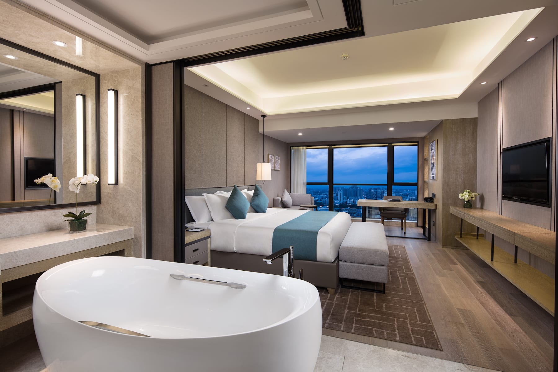 Guest room at the Wyndham Grand Maoming in Maoming, Other than US/Canada