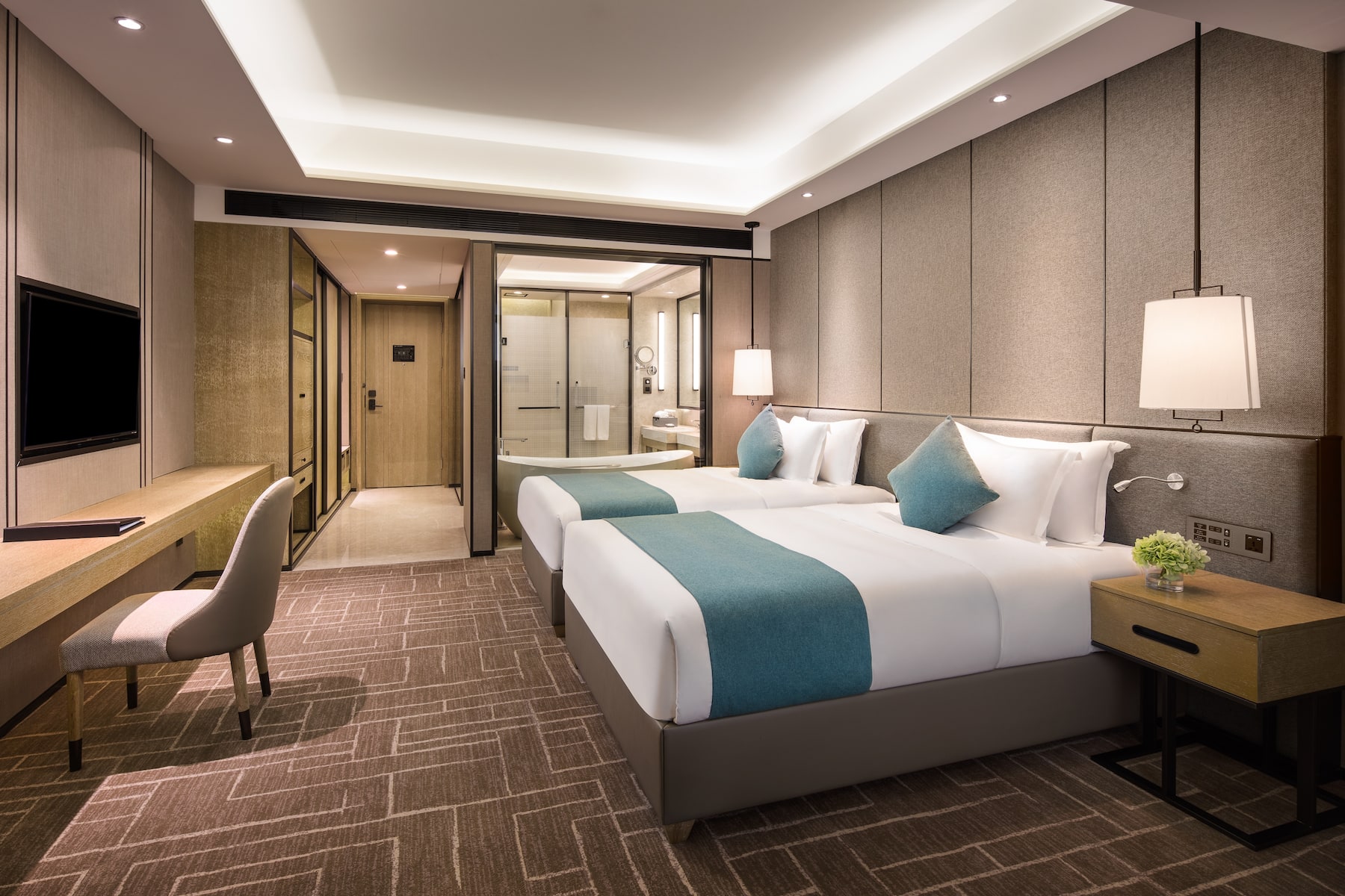 Guest room at the Wyndham Grand Maoming in Maoming, Other than US/Canada