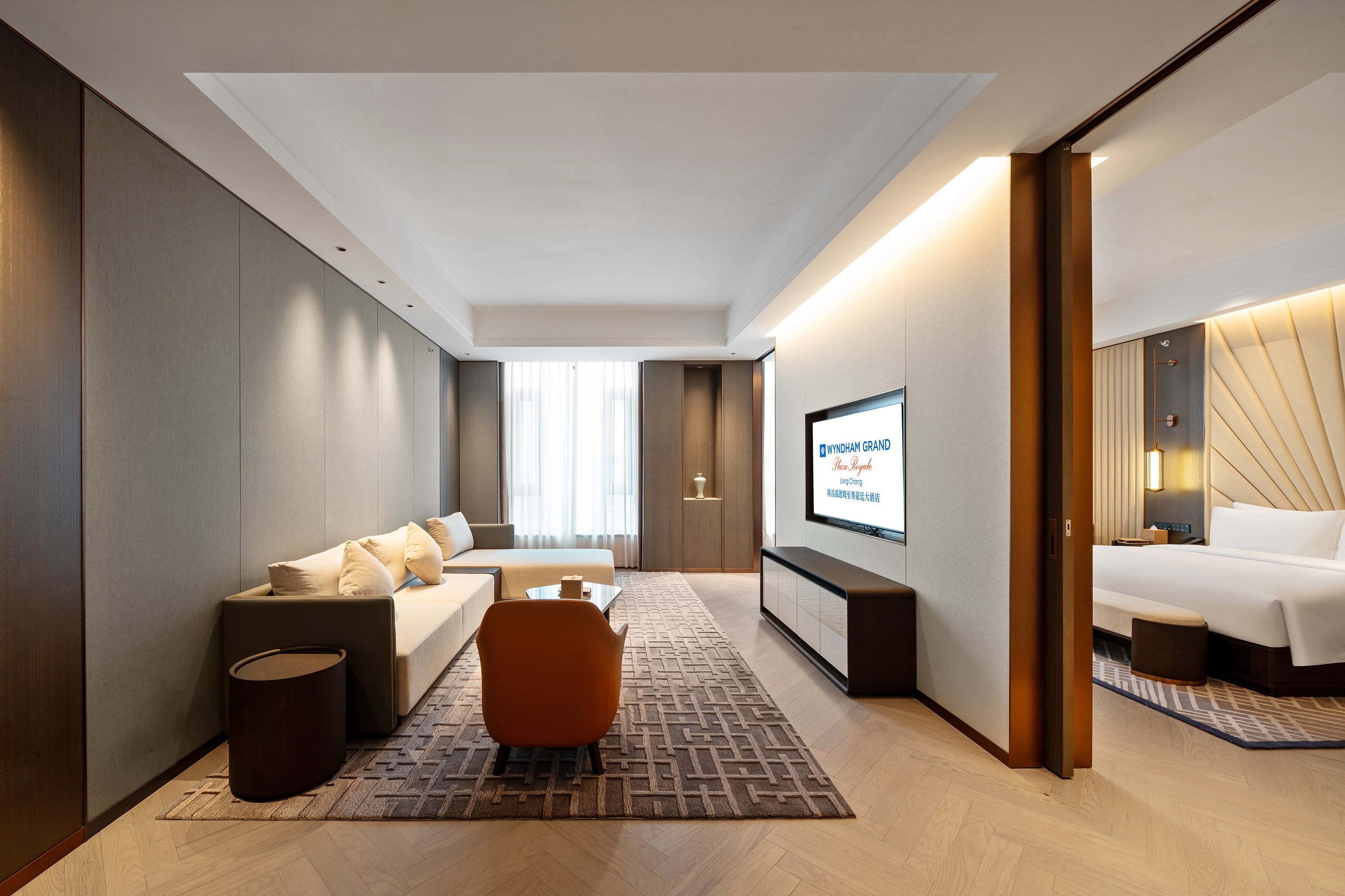 Guest room at the Wyndham Grand Plaza Royale Longchang in Neijiang City, Other than US/Canada