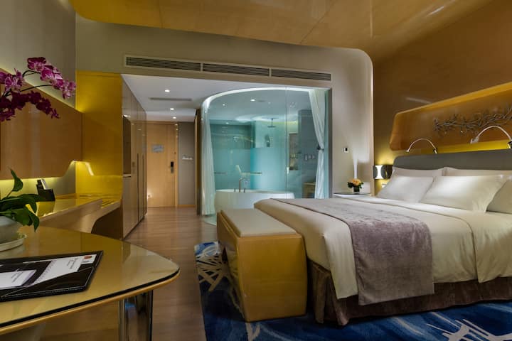 Guest room at the Wyndham Grand Qingdao in Qingdao, Other than US/Canada