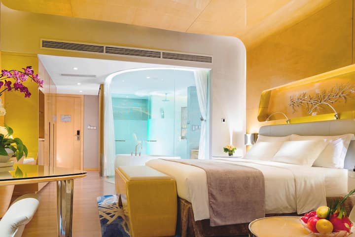 Guest room at the Wyndham Grand Qingdao in Qingdao, Other than US/Canada