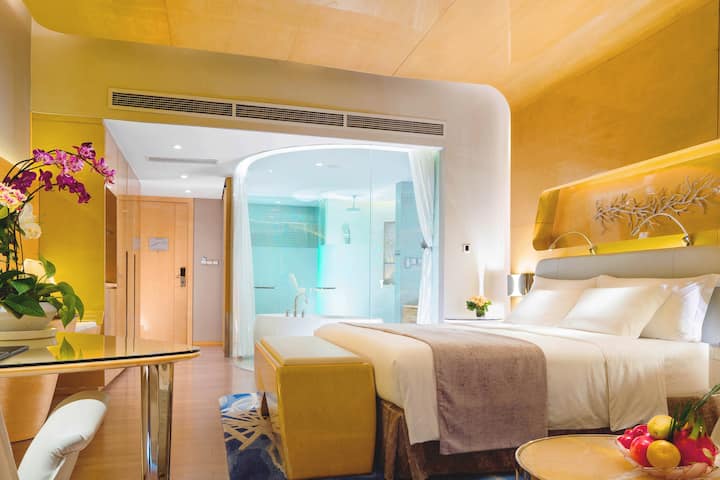 Guest room at the Wyndham Grand Qingdao in Qingdao, Other than US/Canada