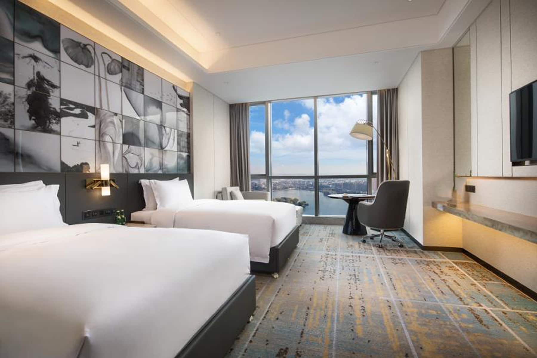 Guest room at the Wyndham Grand Suzhou Fenhu in Suzhou, Other than US/Canada