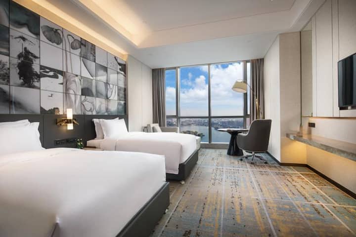 Guest room at the Wyndham Grand Suzhou Fenhu in Suzhou, Other than US/Canada