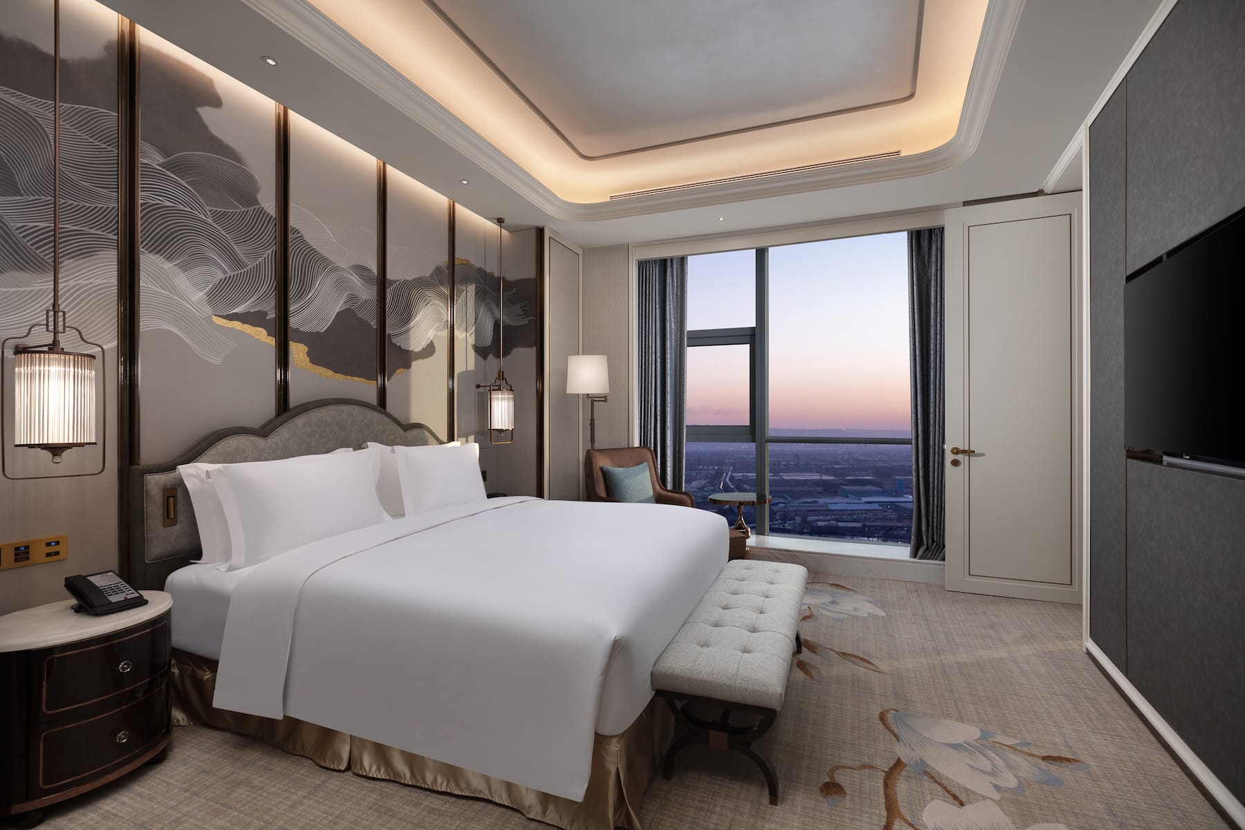 Guest room at the Wyndham Grand Shanxi Xiaohe Xincheng in Taiyuan, Other than US/Canada