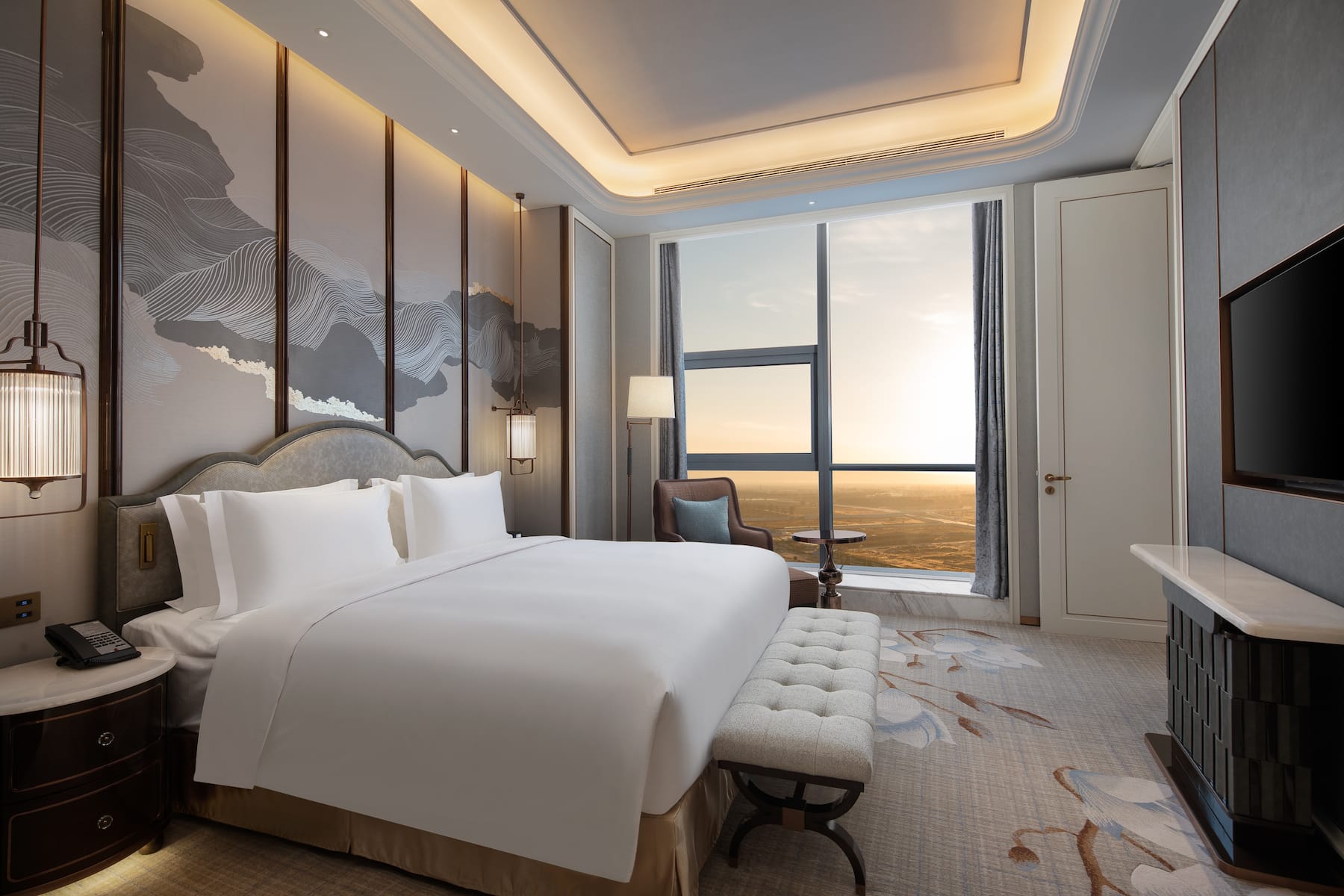 Guest room at the Wyndham Grand Shanxi Xiaohe Xincheng in Taiyuan, Other than US/Canada