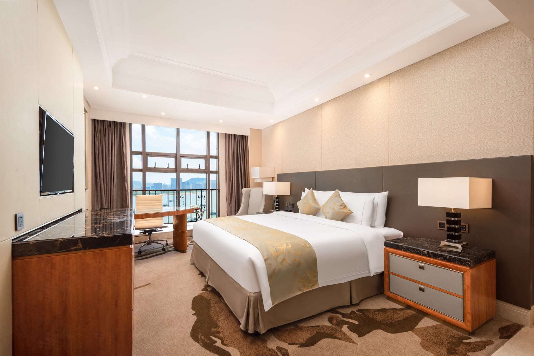Guest room at the Wyndham Grand Xiamen Haicang in Xiamen, Other than US/Canada