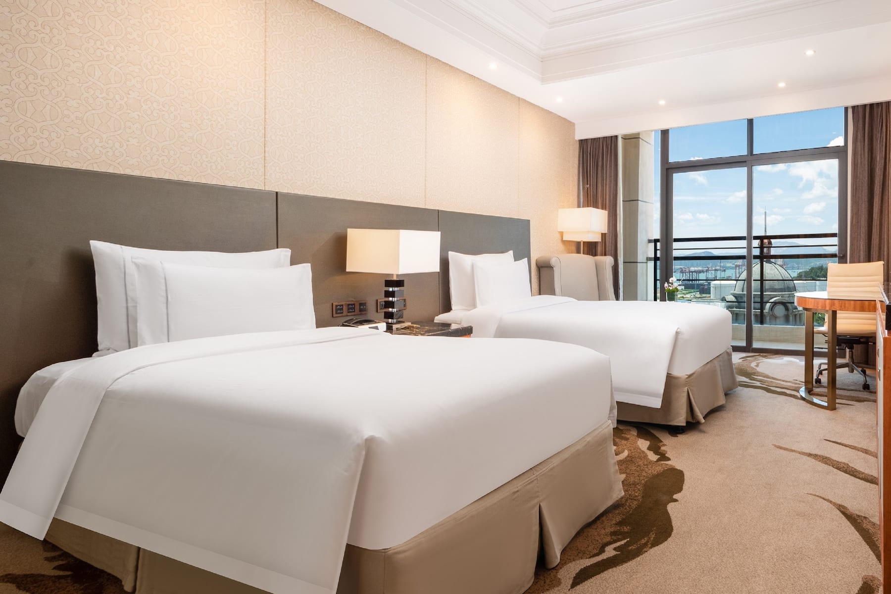 Guest room at the Wyndham Grand Xiamen Haicang in Xiamen, Other than US/Canada