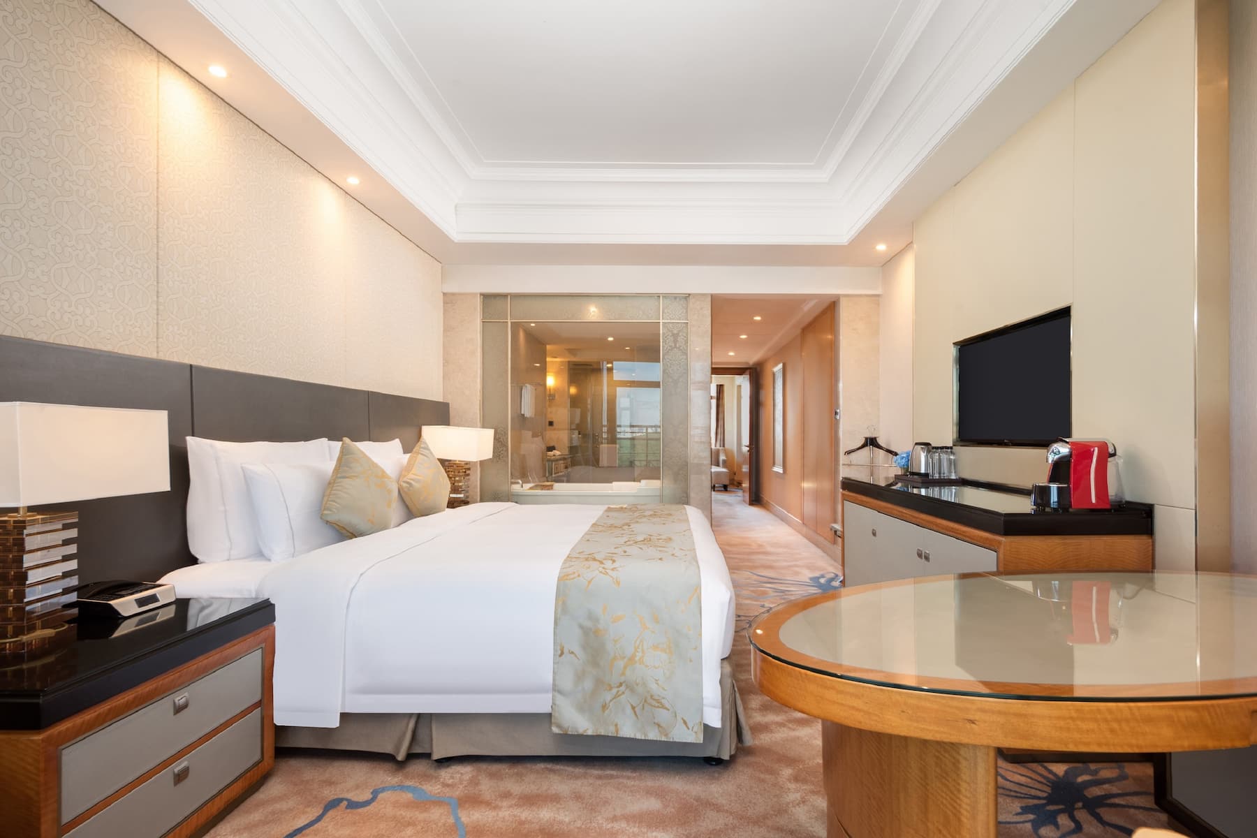 Guest room at the Wyndham Grand Xiamen Haicang in Xiamen, Other than US/Canada